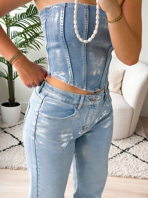 Stretch - Rosa corset top denim