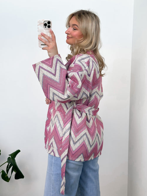 Tess boho jacket pink