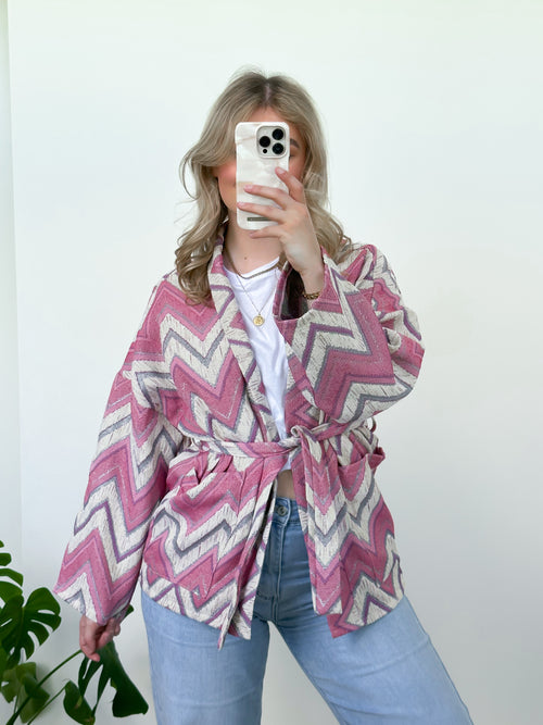 Tess boho jacket pink
