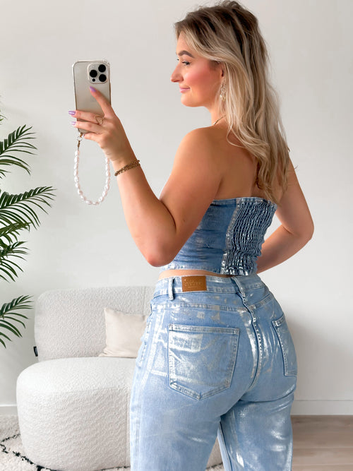 Stretch - Rosa corset top denim