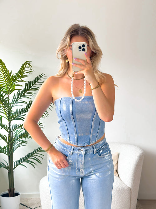 Stretch - Rosa corset top denim