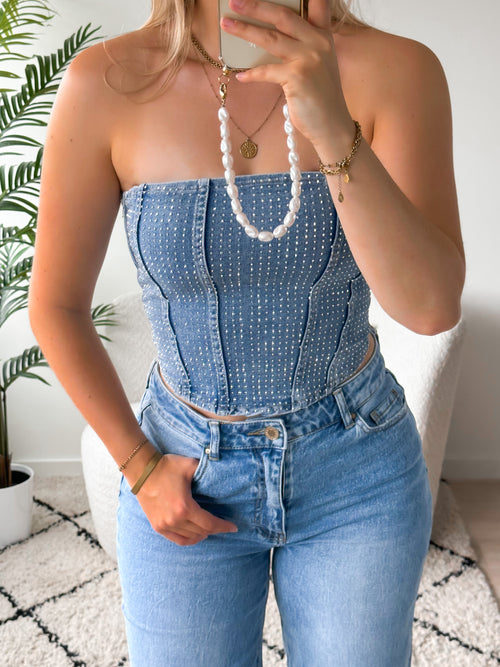 Stretch - Sarah corset top denim