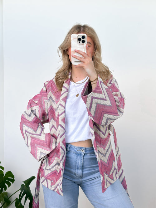 Tess boho jacket pink