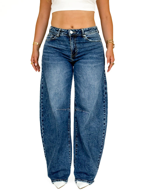 Stretch - Mimi balloon jeans dark denim