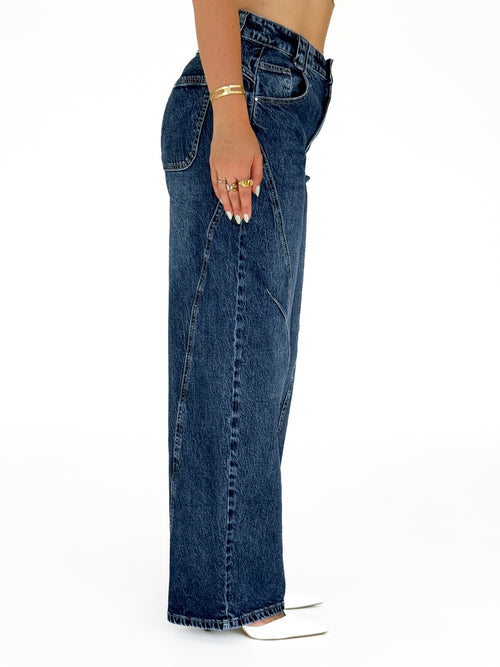 Stretch - Gia balloon jeans dark denim