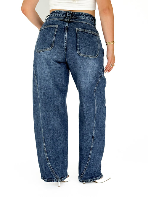 Stretch - Gia balloon jeans dark denim