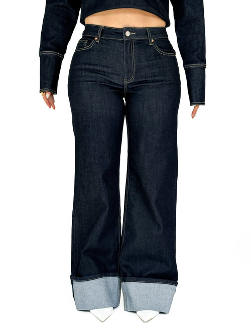 Stretch - Olivia wide jeans navy blue