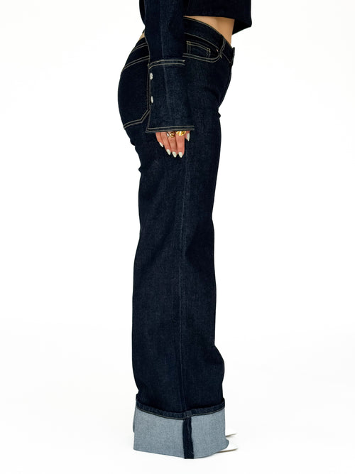 Stretch - Olivia wide jeans navy blue