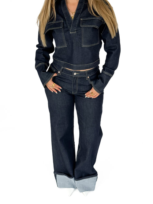 Stretch - Olivia wide jeans navy blue