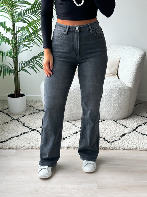 Stretch - Merel wide jeans dark grey