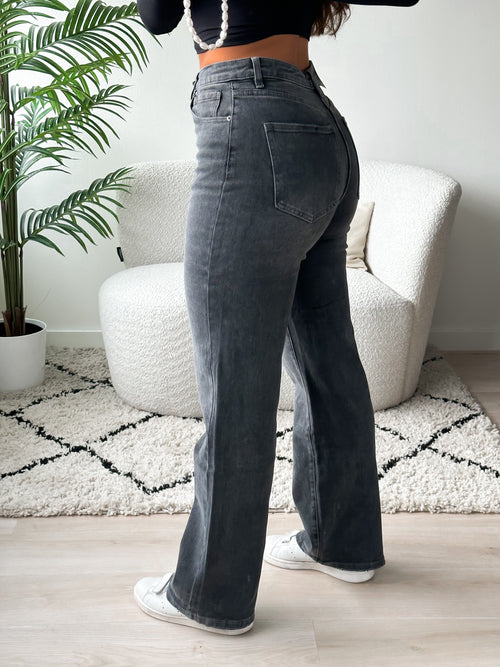 Stretch - Merel wide jeans dark grey