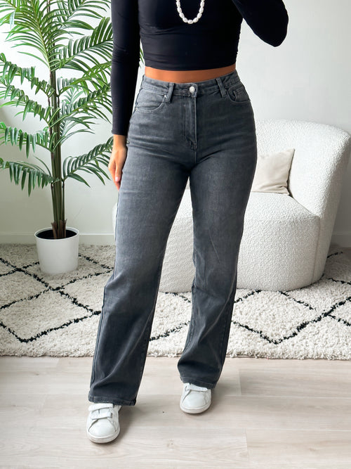 Stretch - Merel wide jeans dark grey