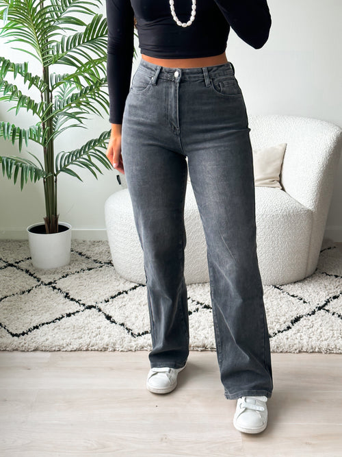Stretch - Merel wide jeans dark grey