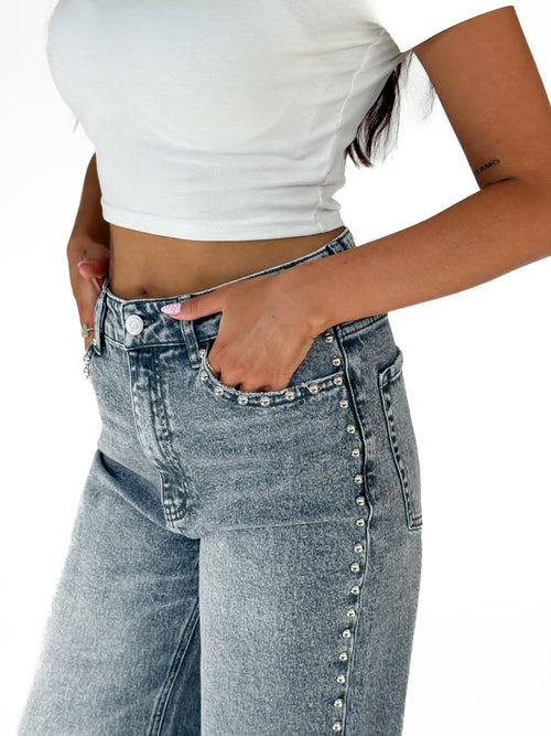Stretch - Chiara wide jeans grey