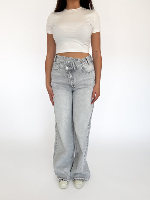 Stretch - Kaylee wide jeans light grey