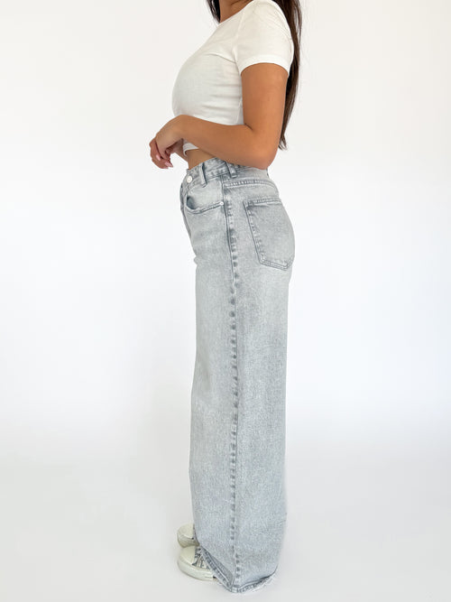 Stretch - Kaylee wide jeans light grey