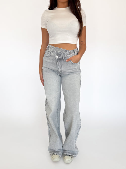 Stretch - Kaylee wide jeans light grey