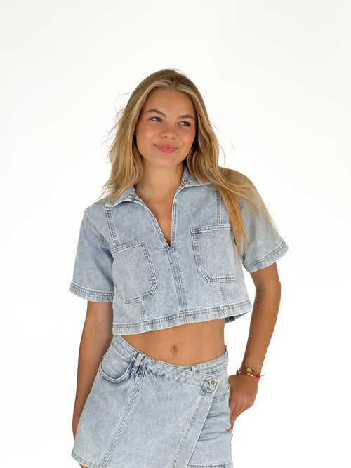 Yente top light denim