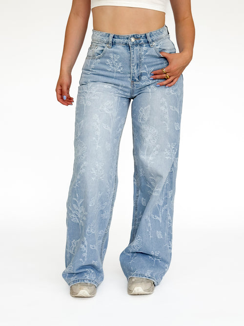 Novi wide jeans washed denim
