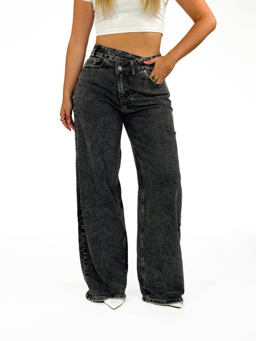 Stretch - Kaylee wide jeans dark grey