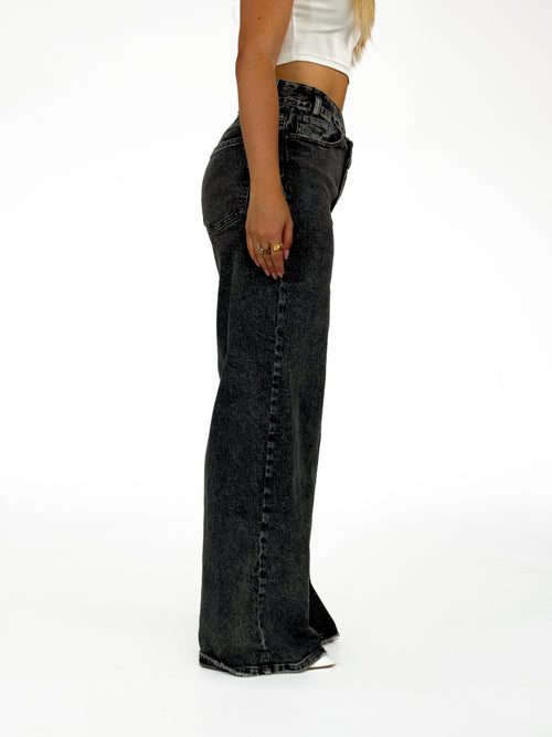 Stretch - Kaylee wide jeans dark grey