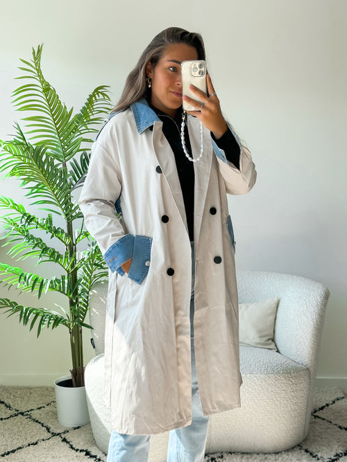 Tessa trenchcoat crème-denim