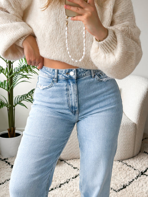 PRE-ORDER Stretch - Ayla wide jeans light denim