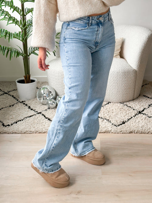 PRE-ORDER Stretch - Ayla wide jeans light denim
