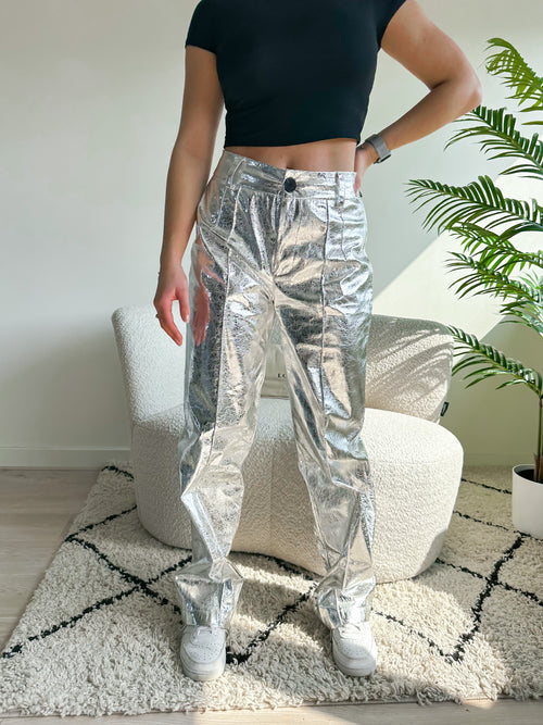 Metallic wide pants silver