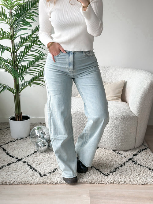 Stretch - Jade wide jeans washed denim