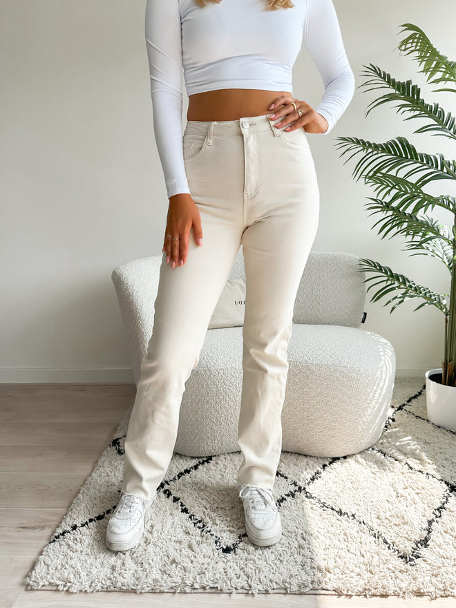 Tall - Stretch - Floor straight jeans beige