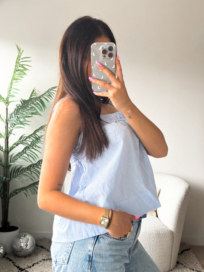 Megan top blue - white