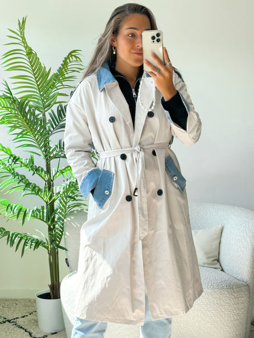 Tessa trenchcoat crème-denim