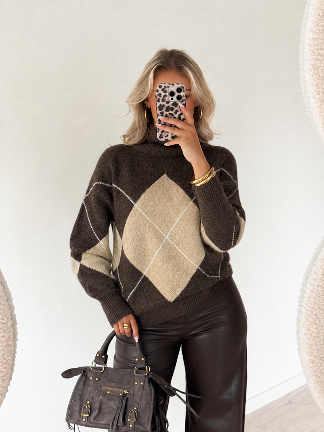 Cato knit brown-creme