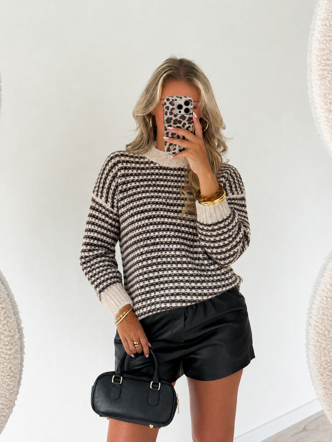Lilly knit crème-brown