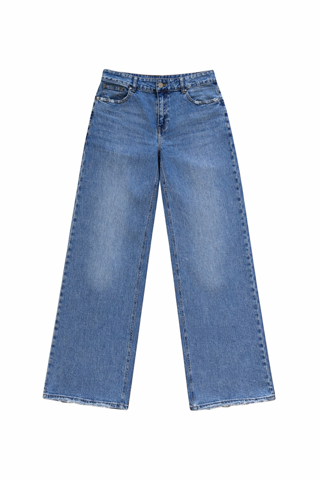 Stretch - Louise wide jeans mid denim