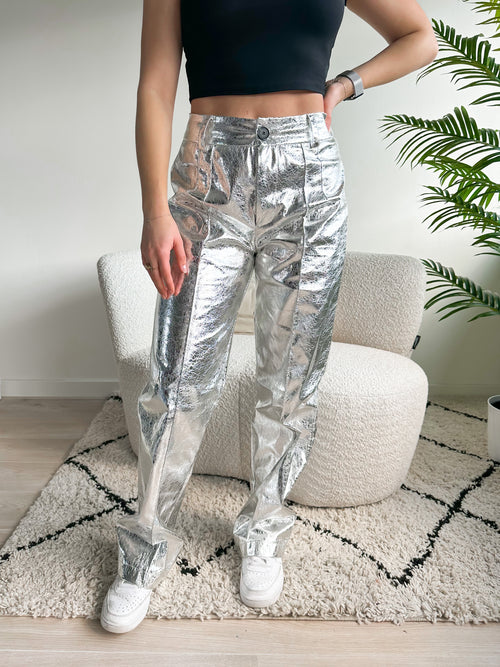 Metallic wide pants silver
