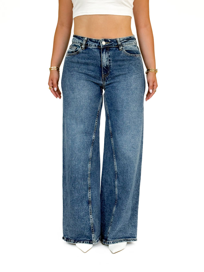 Stretch - Morgan extra wide jeans washed dark denim