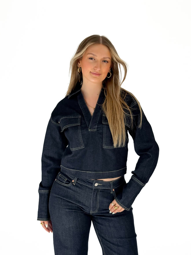 Olivia top navy blue