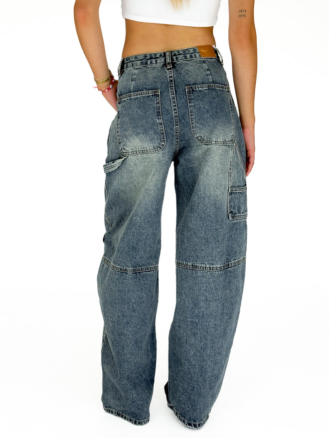 Jade balloon jeans washed denim