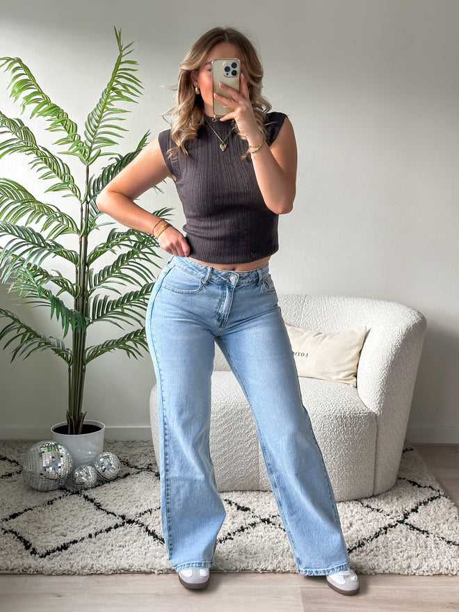 PRE-ORDER Stretch - Maya wide jeans light denim