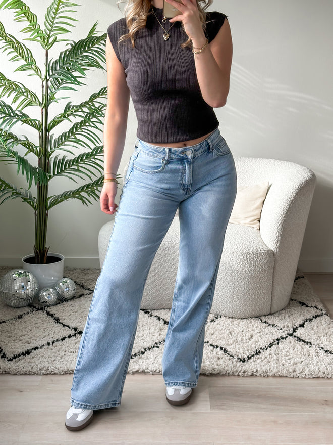 PRE-ORDER Stretch - Maya wide jeans light denim