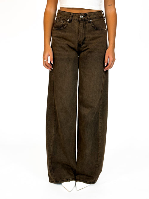 Pre-order Jessie wide jeans washed brown