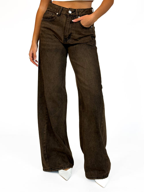 Pre-order Jessie wide jeans washed brown