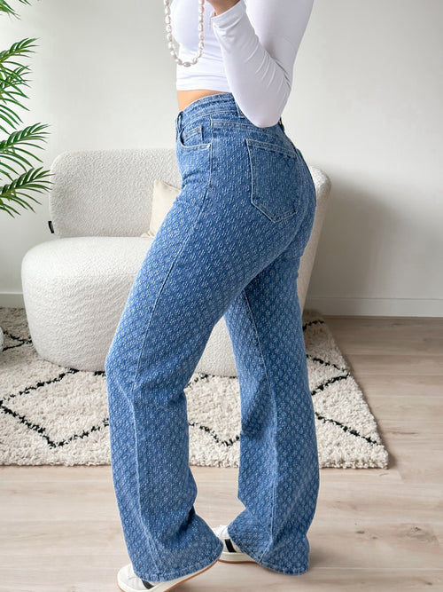 Stretch - Luna wide jeans mid denim