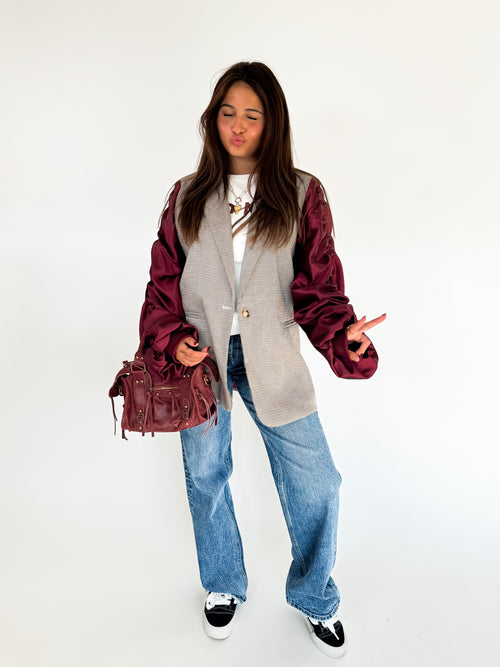 Maeve blazer taupe-bordeaux