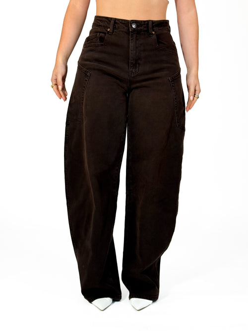 Stretch - Nikki balloon jeans brown
