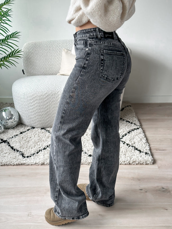 Stretch - Ayla wide jeans dark grey