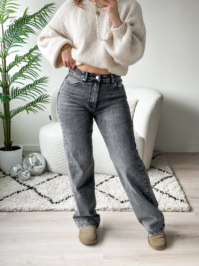 Stretch - Ayla wide jeans dark grey