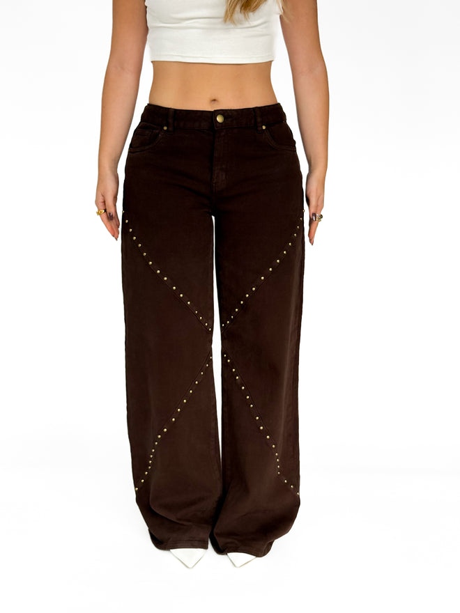 Stretch - Fien extra wide jeans brown